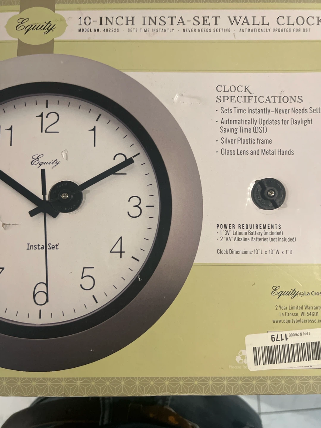 Equity 10-Inch Insta-Set Wall Clock - photo 3