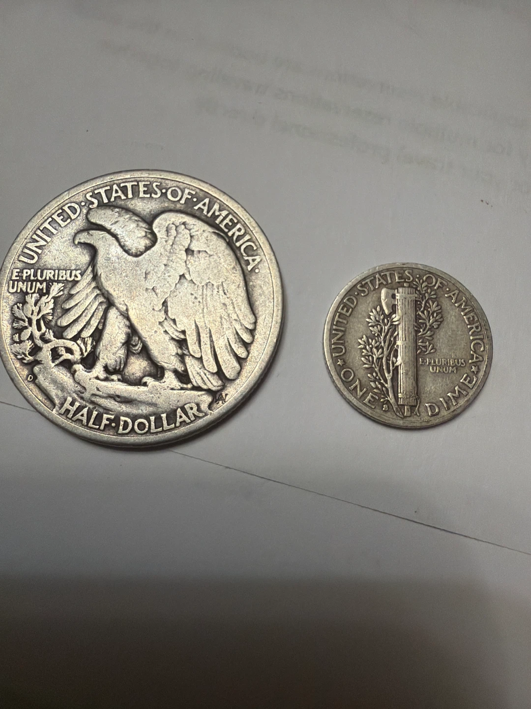 1944 Walking Liberty Half Dollar and 1941 Mercury Dime - photo 2