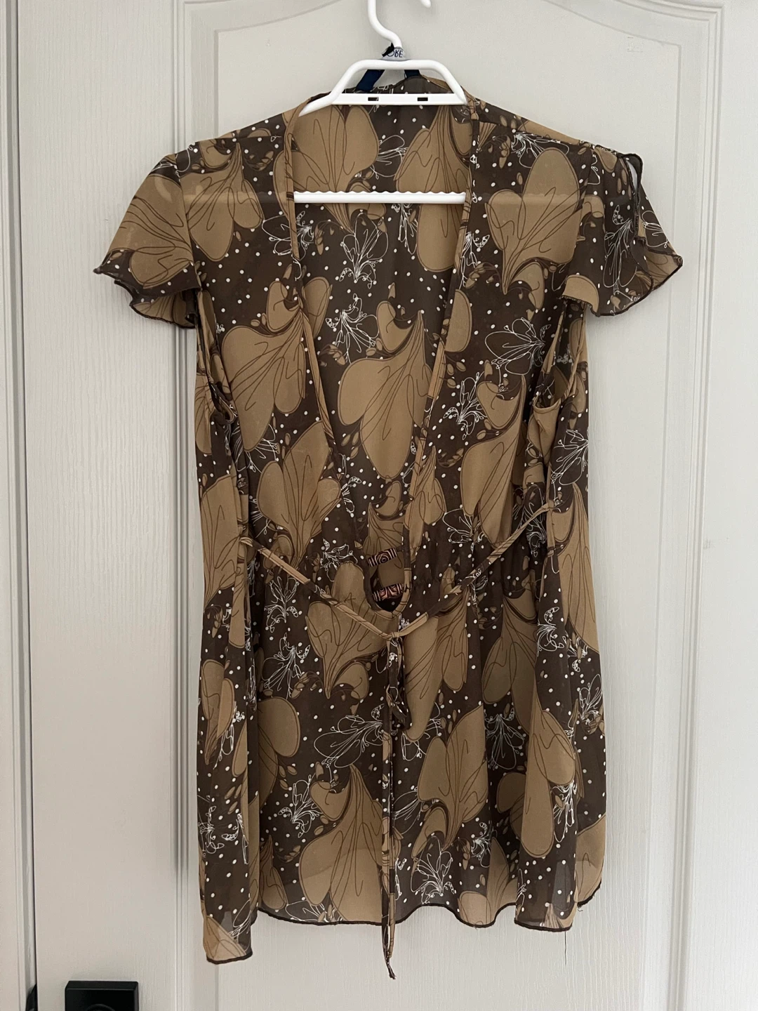 Brown Floral Sheer Blouse