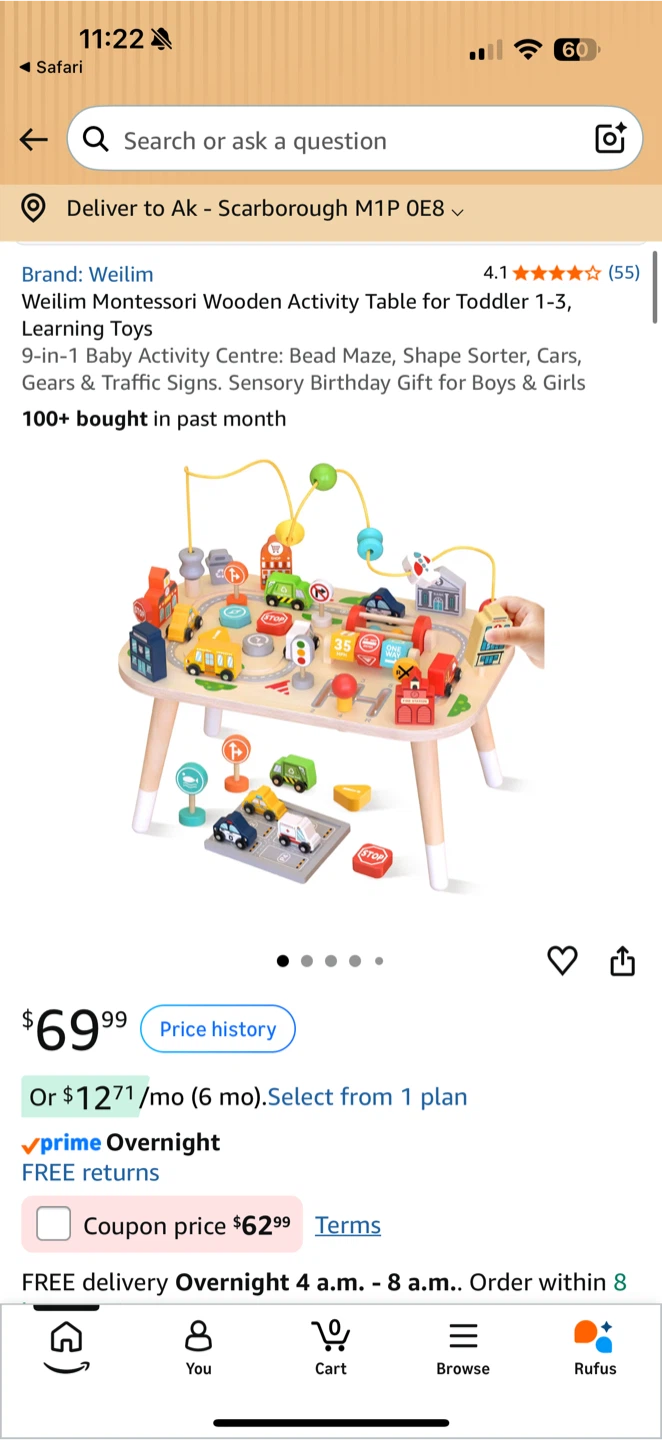 Weilim Montessori Wooden Activity Table