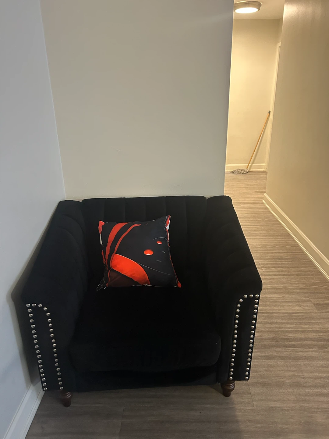 Black Velvet Sofa and Matching Armchair - photo 2