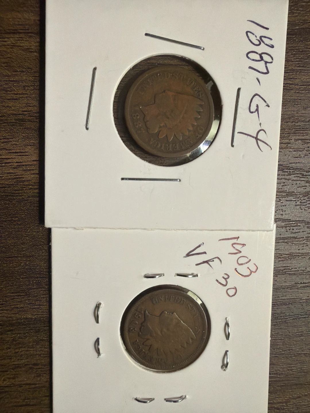 Two Vintage Indian Head Penny Coins