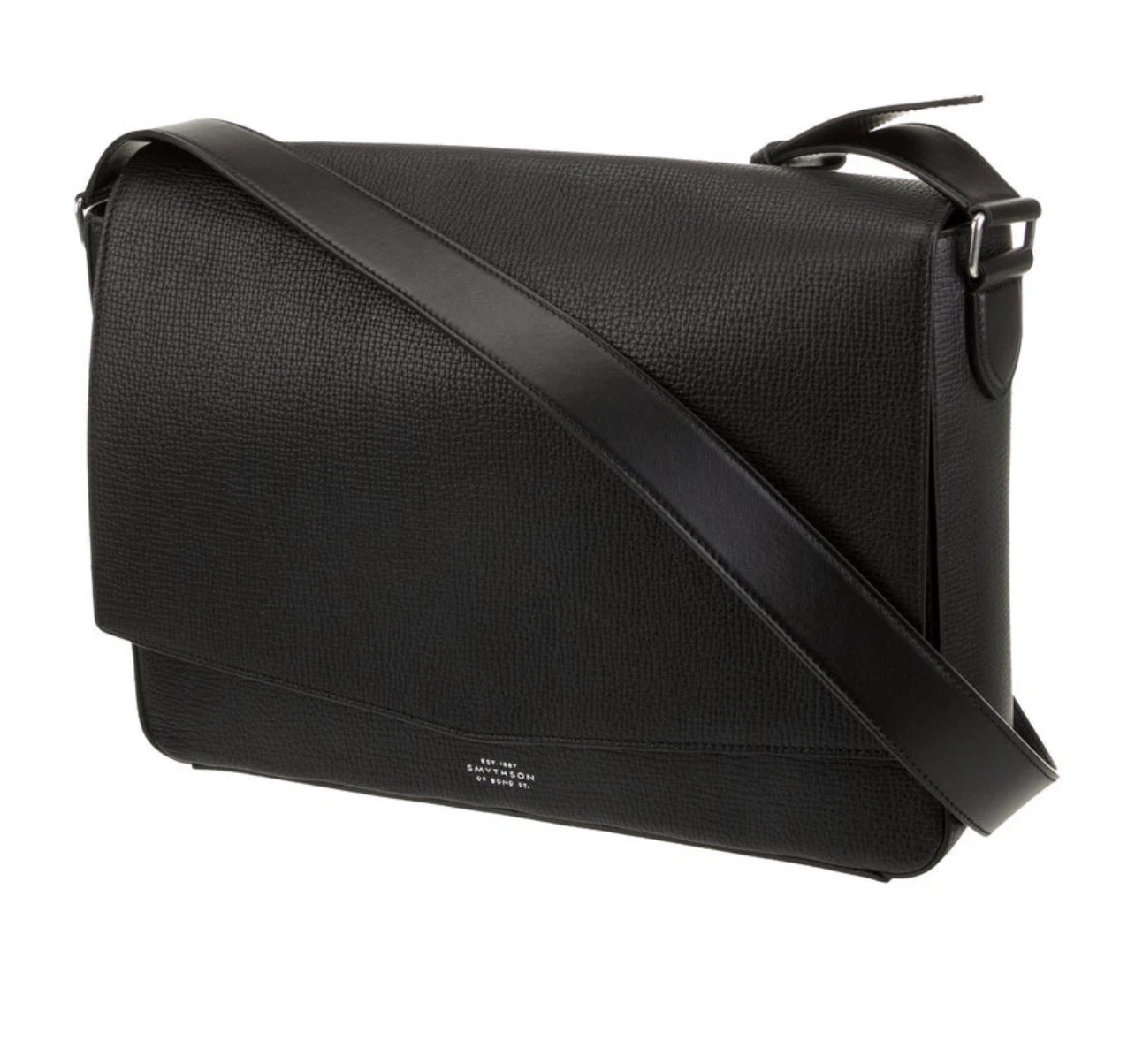 Smythson Black Leather Flap Messenger Bag. Pristine. - photo 2
