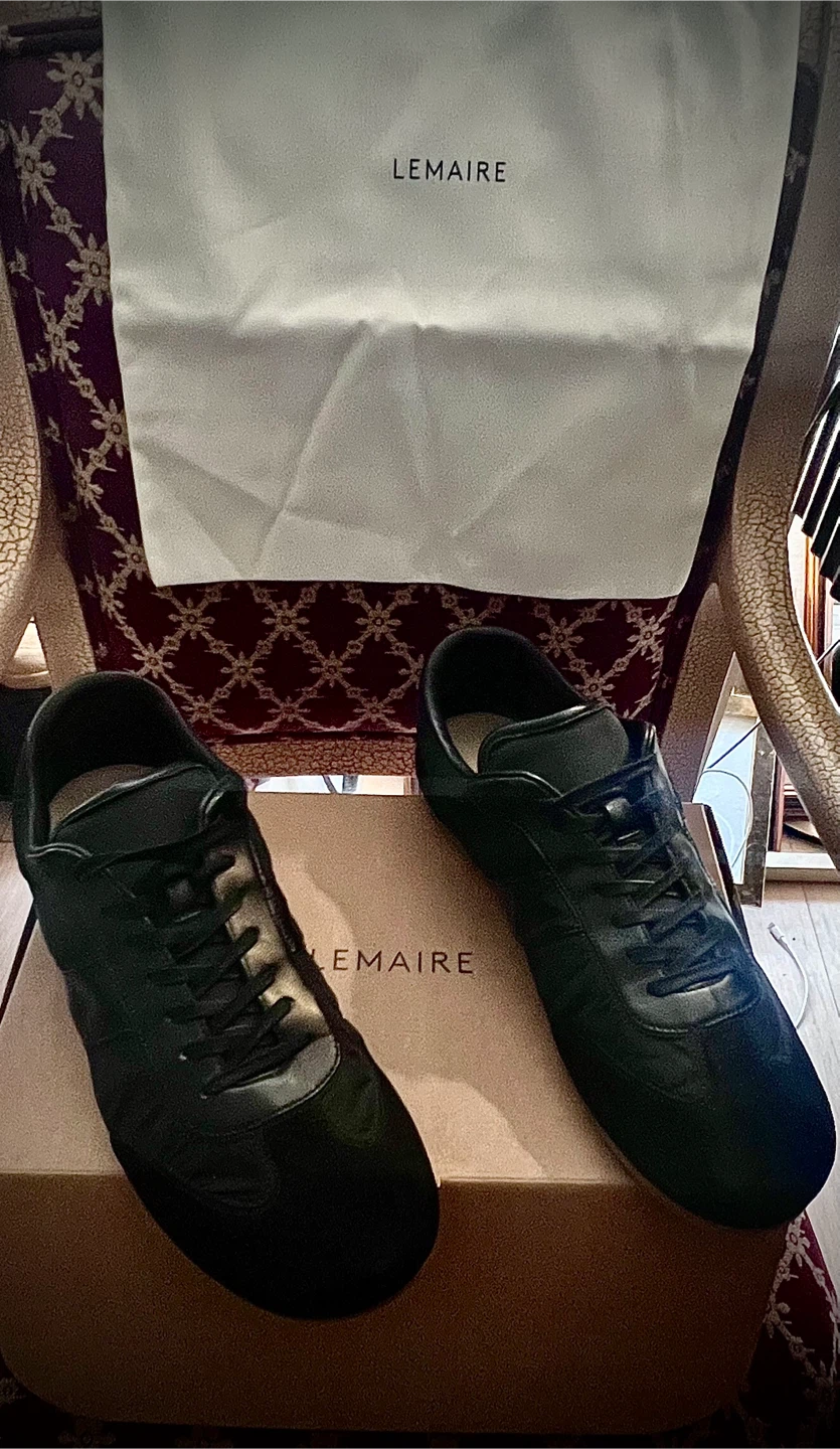 Lemaire Black Leather Sneakers - Size 45/12