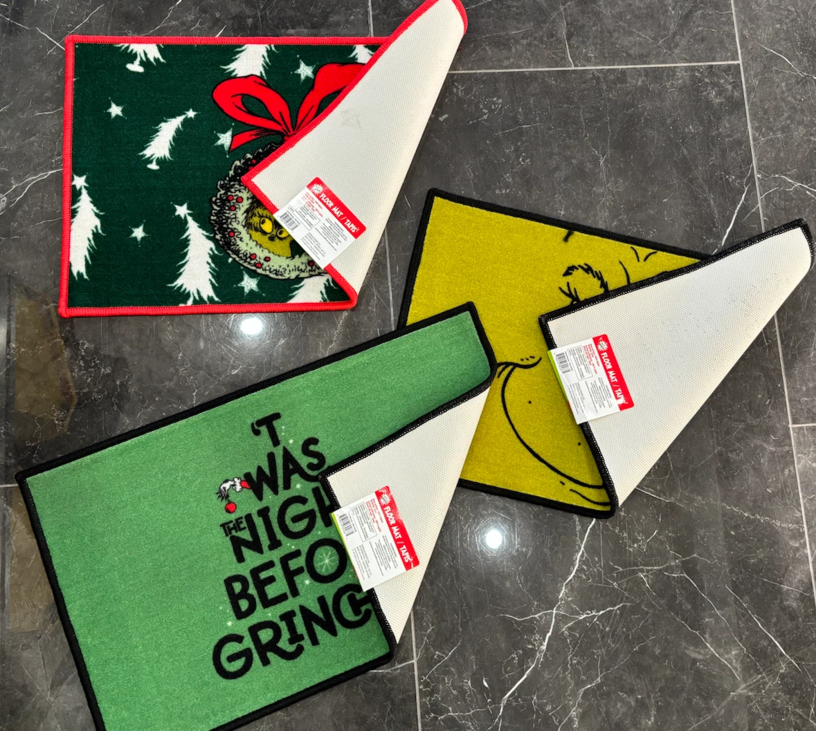 NEW! DR. SEUSS THE GRINCH INDOOR / OUTDOOR FLOOR MATS (SET OF 3) - photo 3