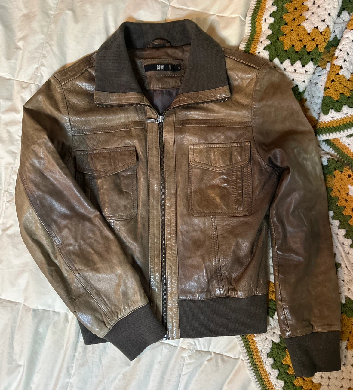 Sheepskin Leather Bomber Jacket - photo 2