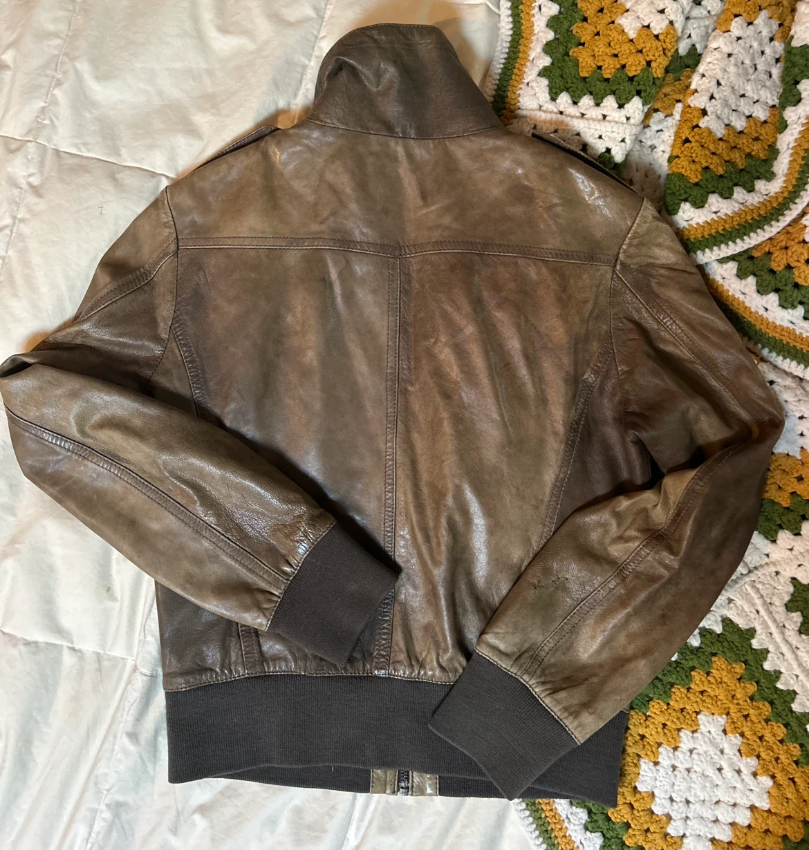Sheepskin Leather Bomber Jacket - photo 3