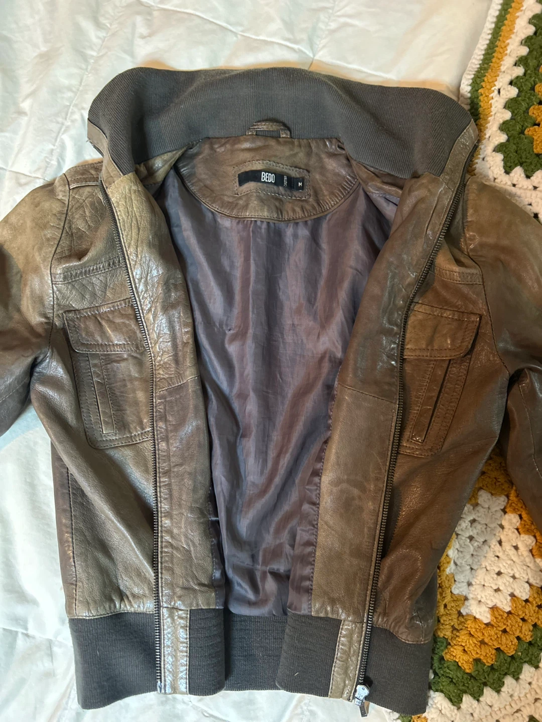 Sheepskin Leather Bomber Jacket - photo 4