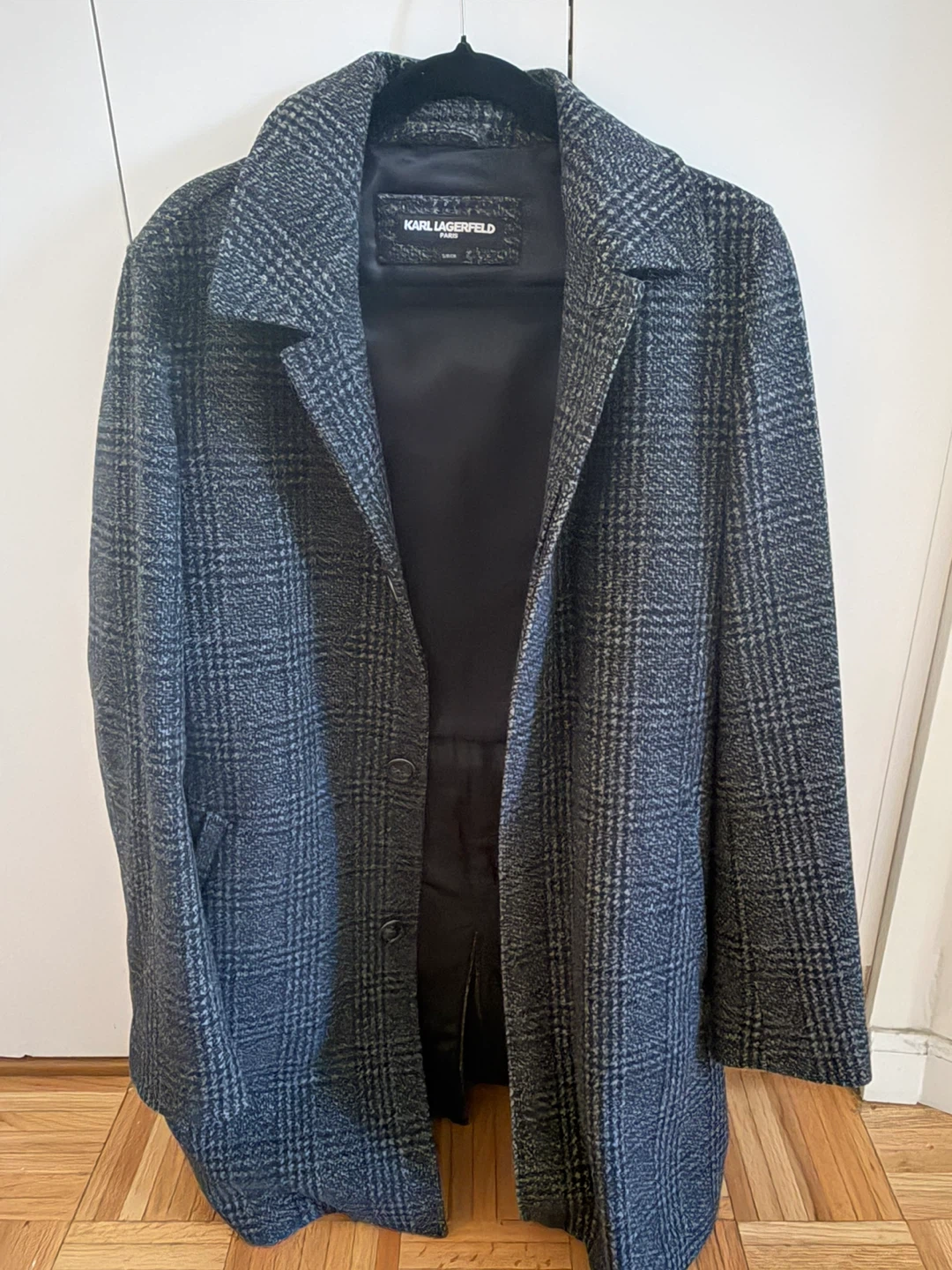 Karl Lagerfeld Paris Plaid Wool Coat