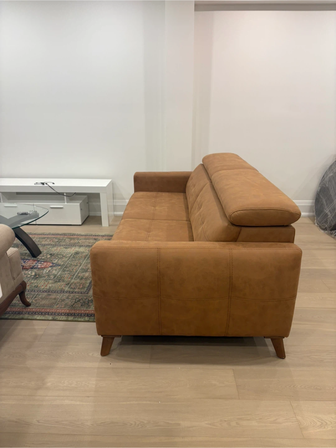 Tan Faux Suede Sofa - photo 2