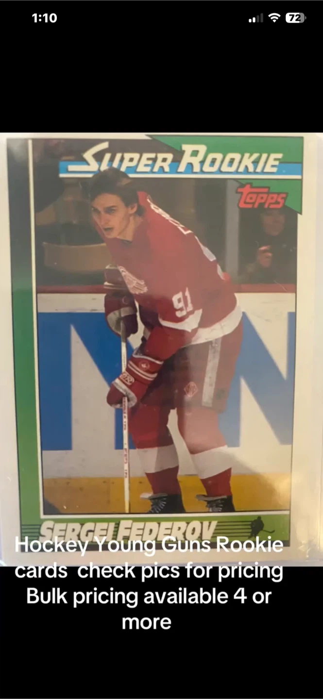 Error card Sergei Fedorov 1991 Topps Super Rookie Card
