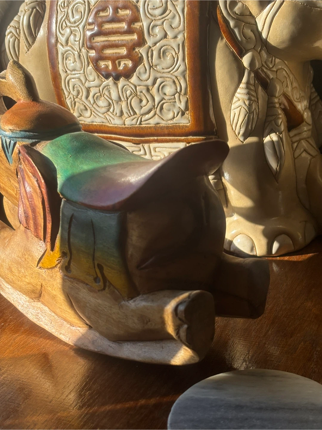 Wooden elephant rocking figurine - photo 4