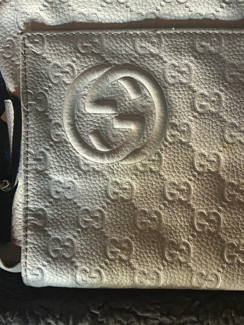 Gucci White Embossed Crossbody Bag
