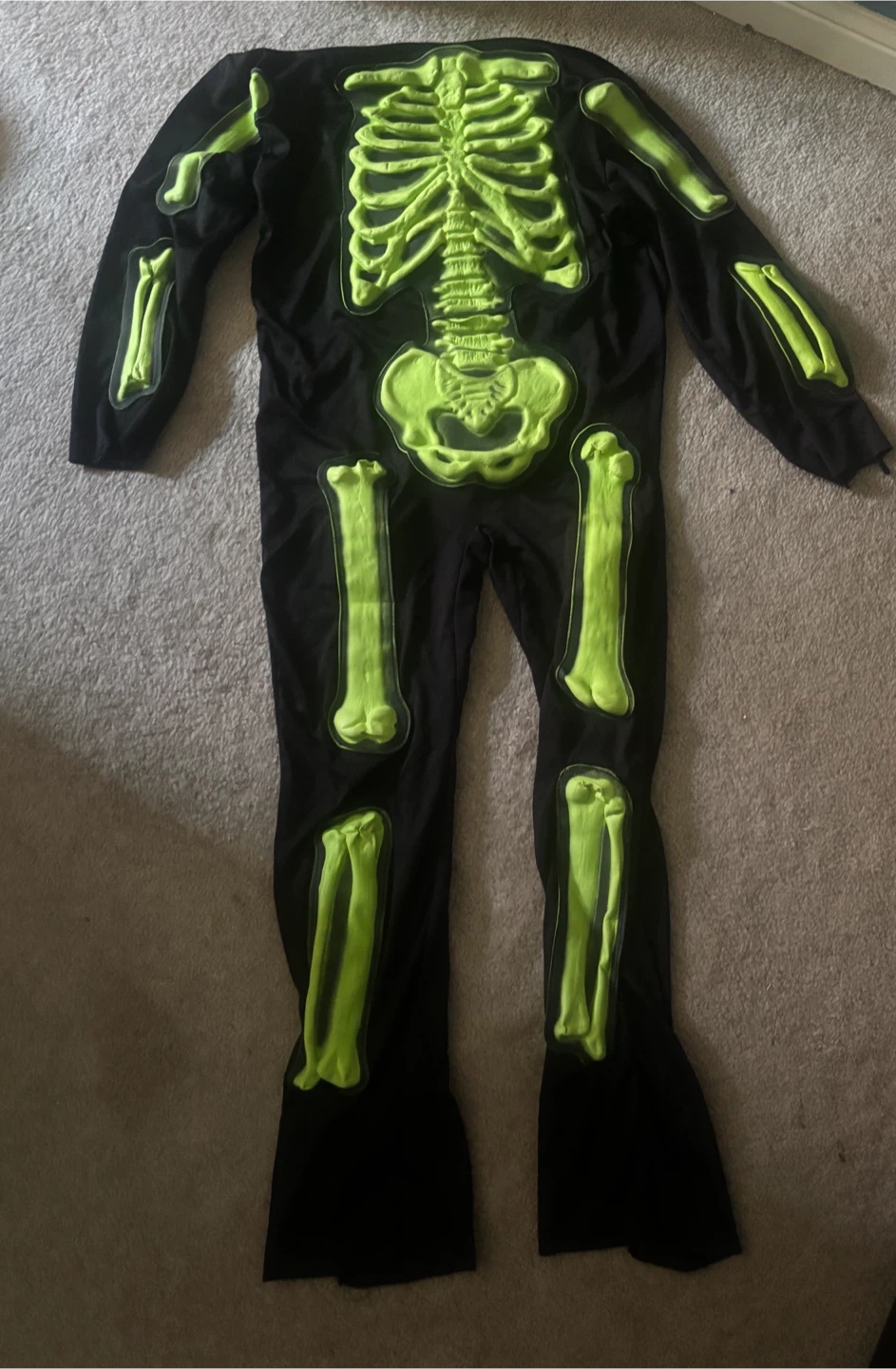 Black & Neon Green Skeleton Costume for Halloween(4 feet)