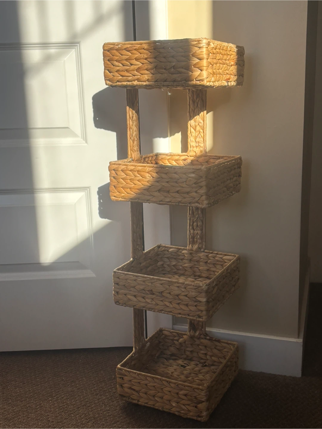 Woven Seagrass 4-Tier Storage Shelf