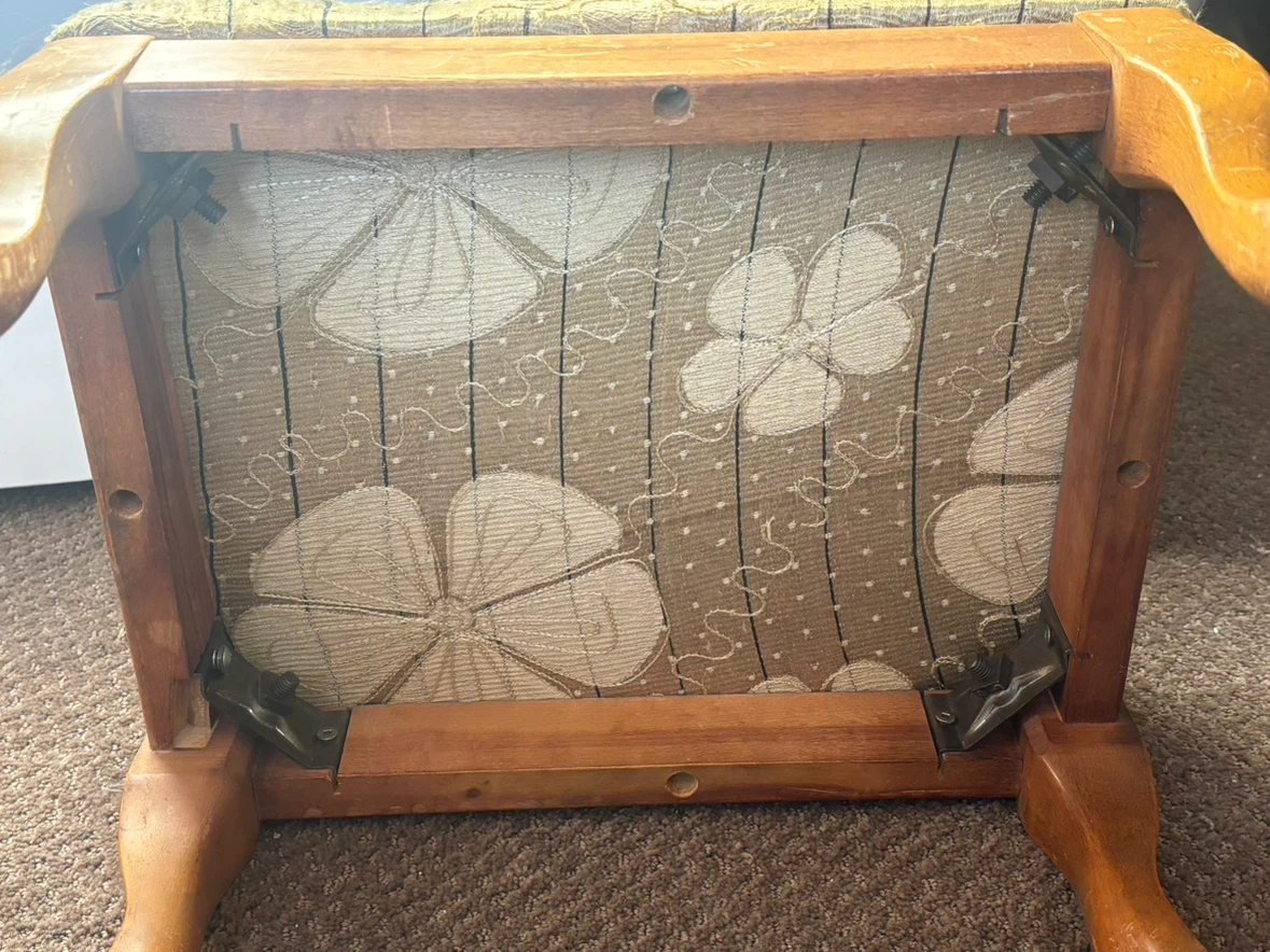 Floral pattern wooden footstool - photo 4