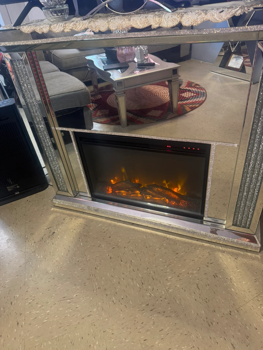 Mirrored Electric Fireplace Mantel - photo 2