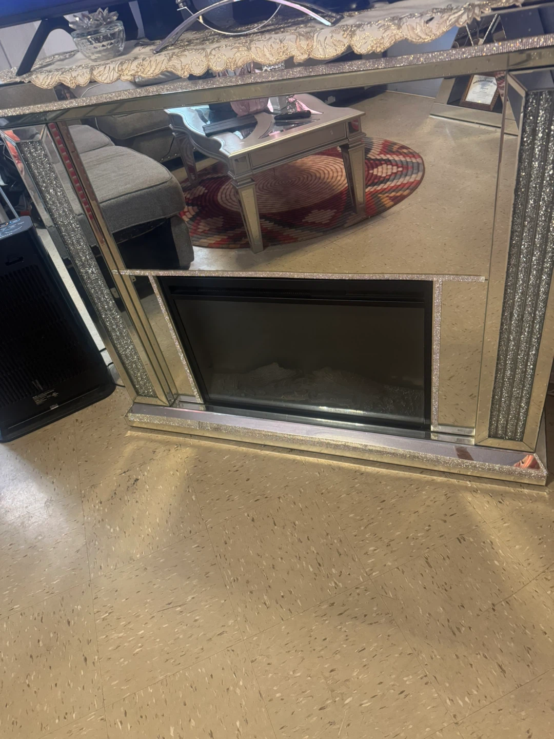 Mirrored Electric Fireplace Mantel - photo 5