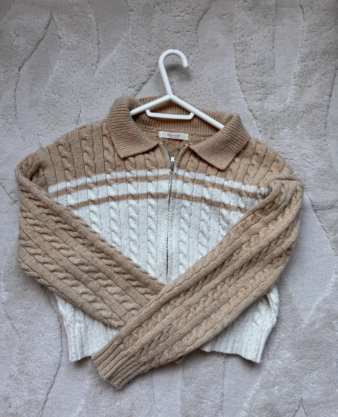 Korean Zip-Up Cable Knit Sweater