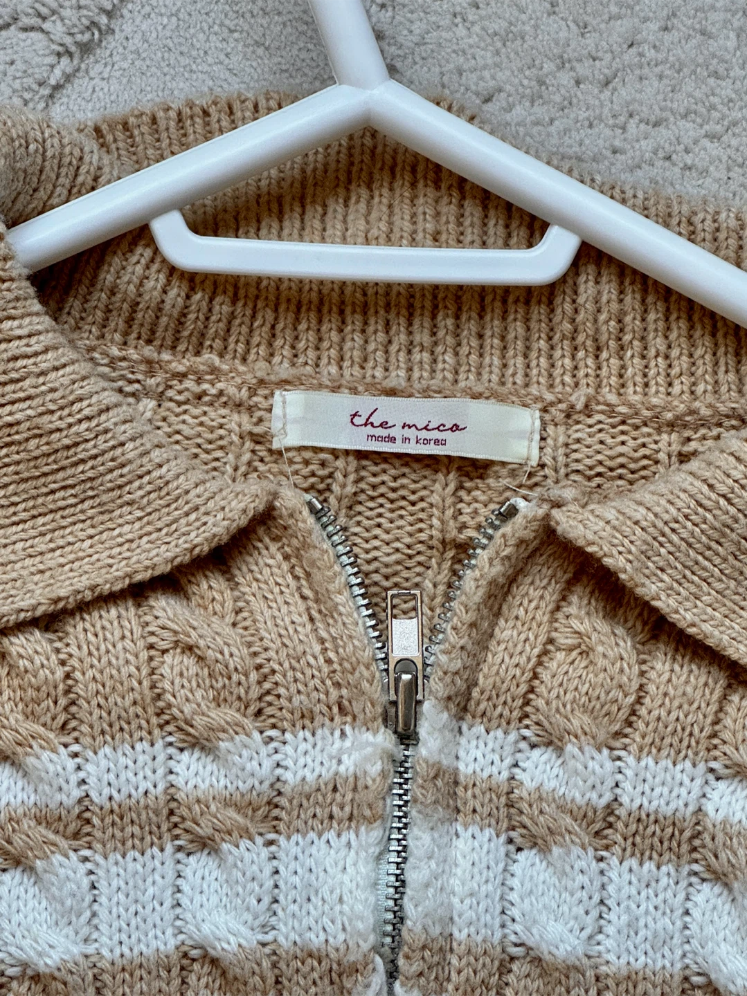 Korean Zip-Up Cable Knit Sweater - photo 2