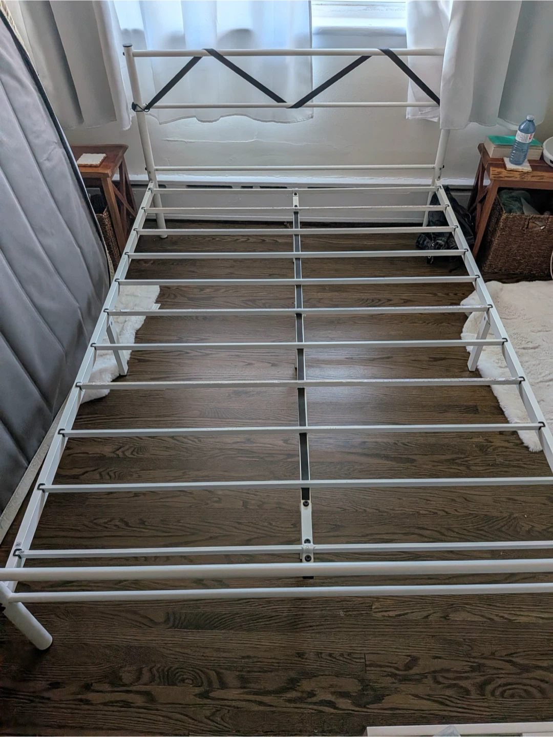 White Metal Double Bed Frame
