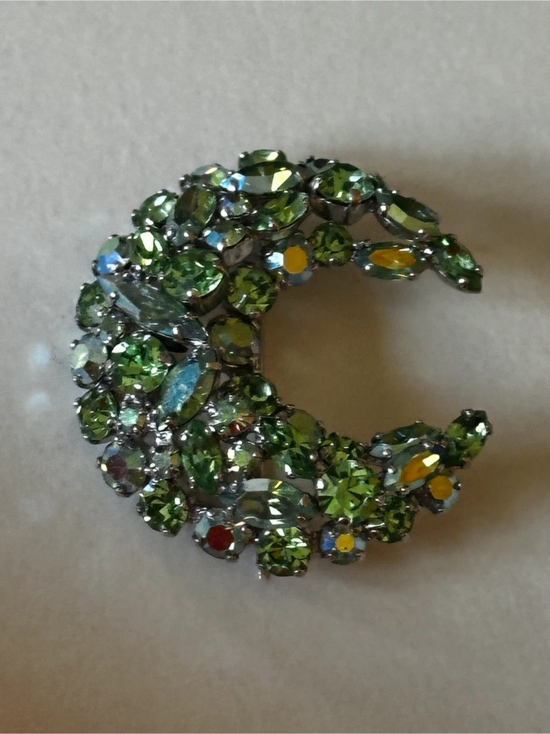 signed greeen sherman cresent moon brooch