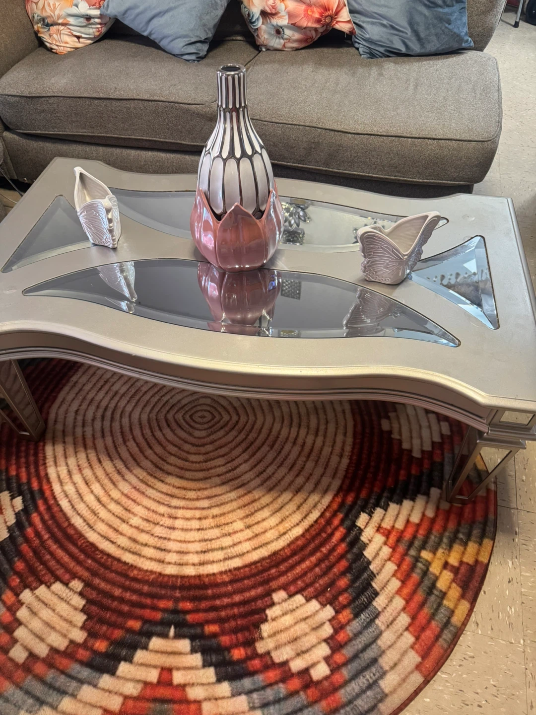 Silver mirrored coffee table