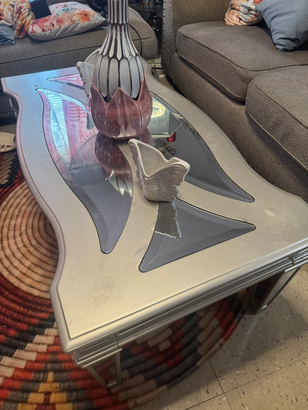 Silver mirrored coffee table - photo 2