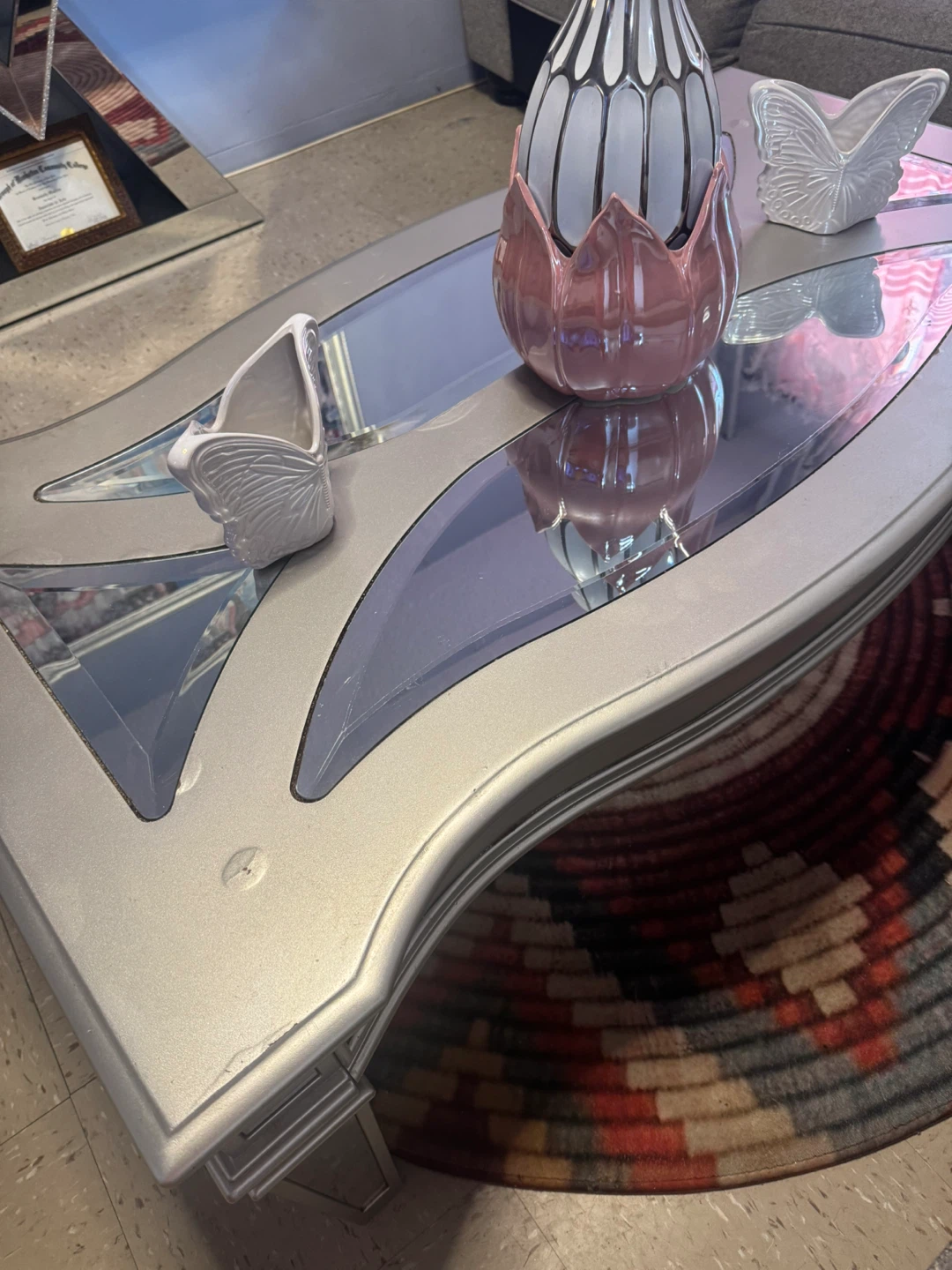 Silver mirrored coffee table - photo 3