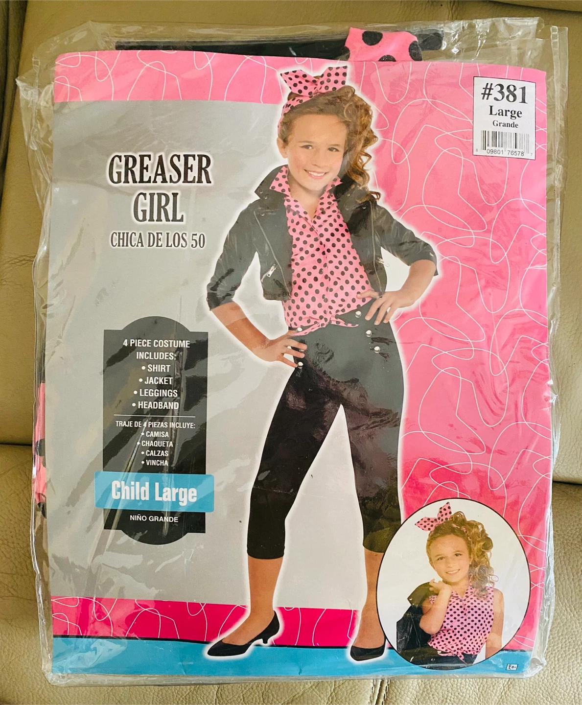 Greaser Girl 4-Piece Costume Child Large