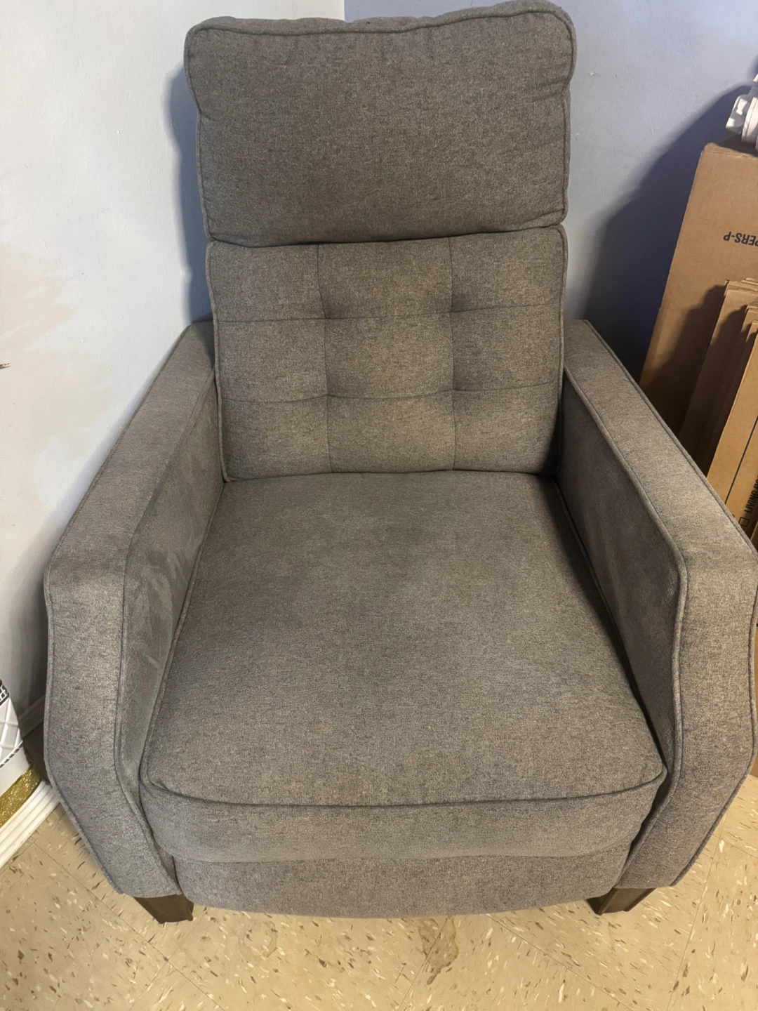 Gray Upholstered Recliner Armchair