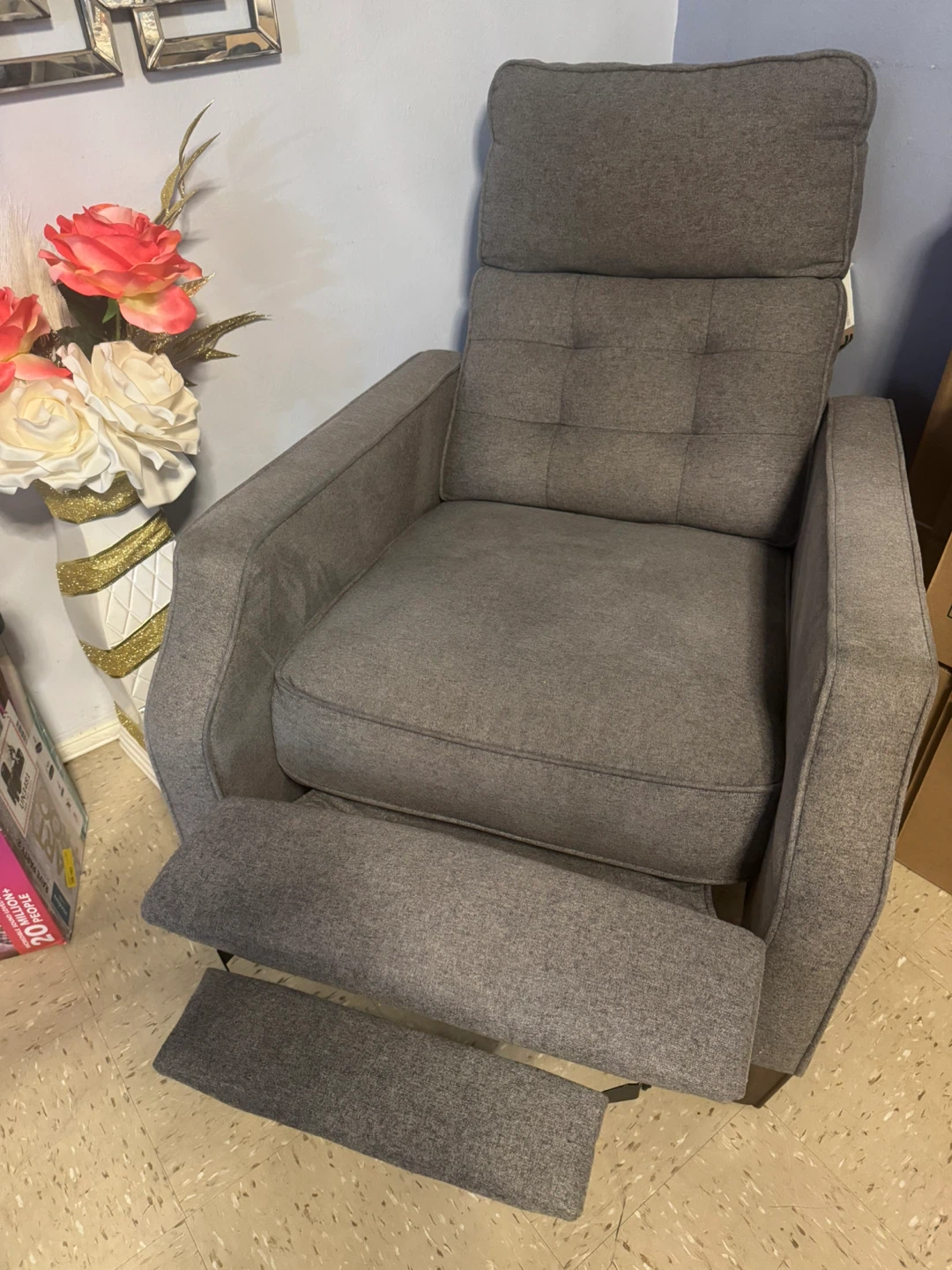Gray Upholstered Recliner Armchair - photo 3