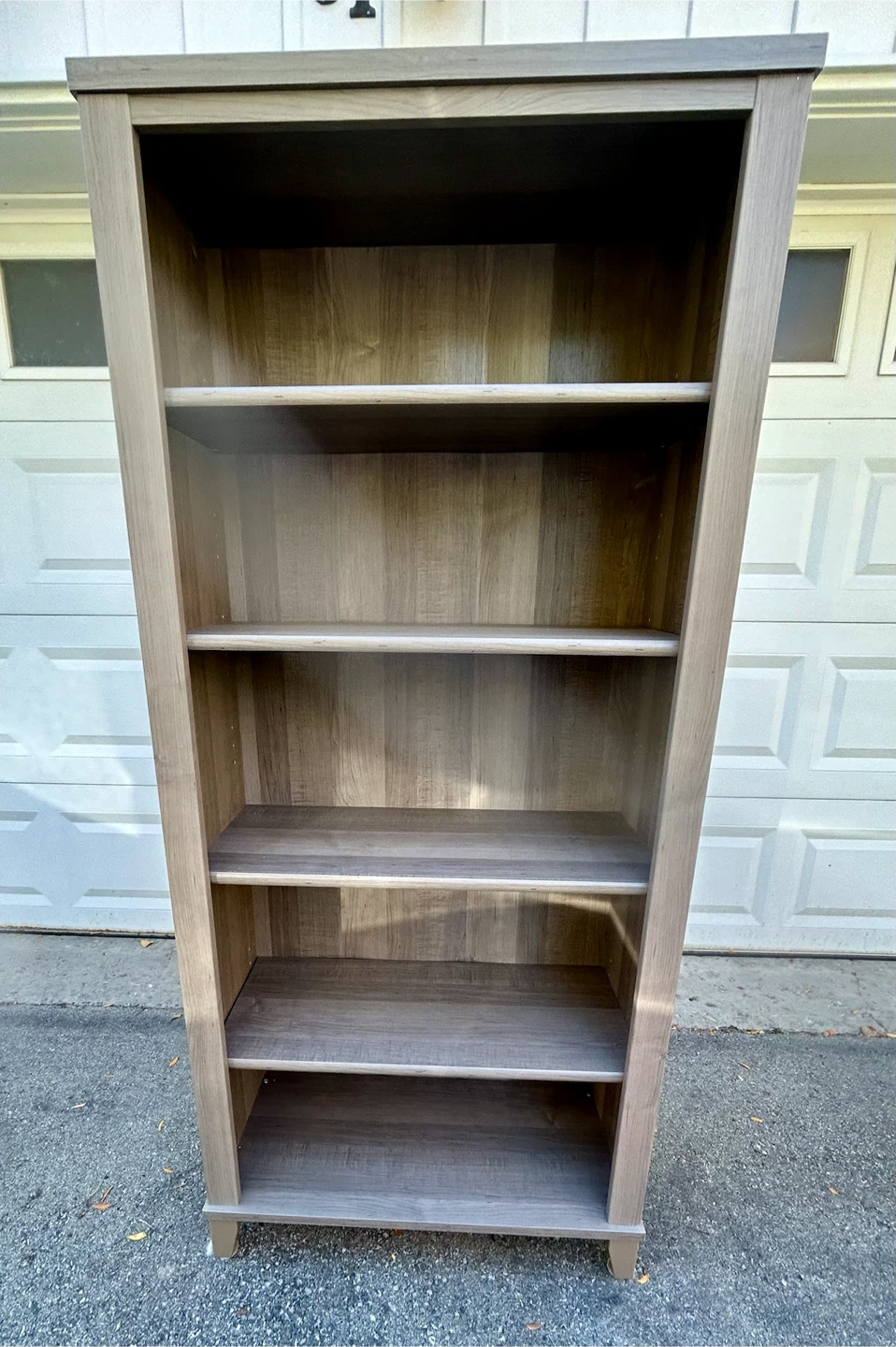 Solid Grey Wood-Grain Bookshelf