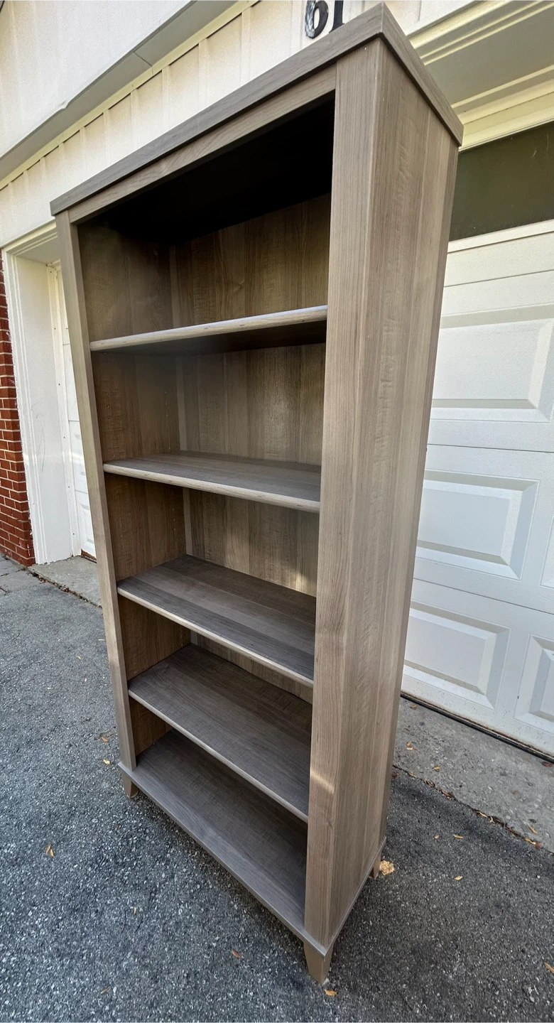 Solid Grey Wood-Grain Bookshelf - photo 2