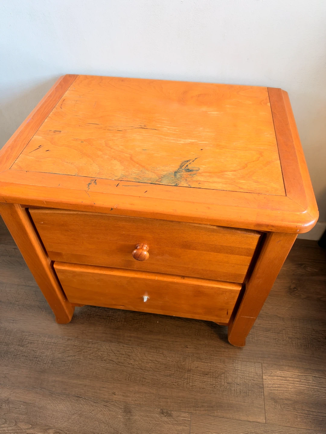 Strong Wooden Nightstand with Two Drawers