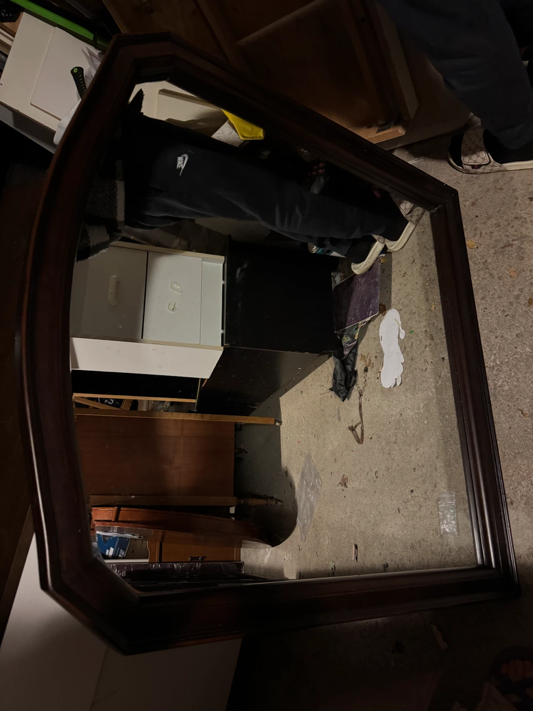 Wall Mirror with Dark Wood Frame