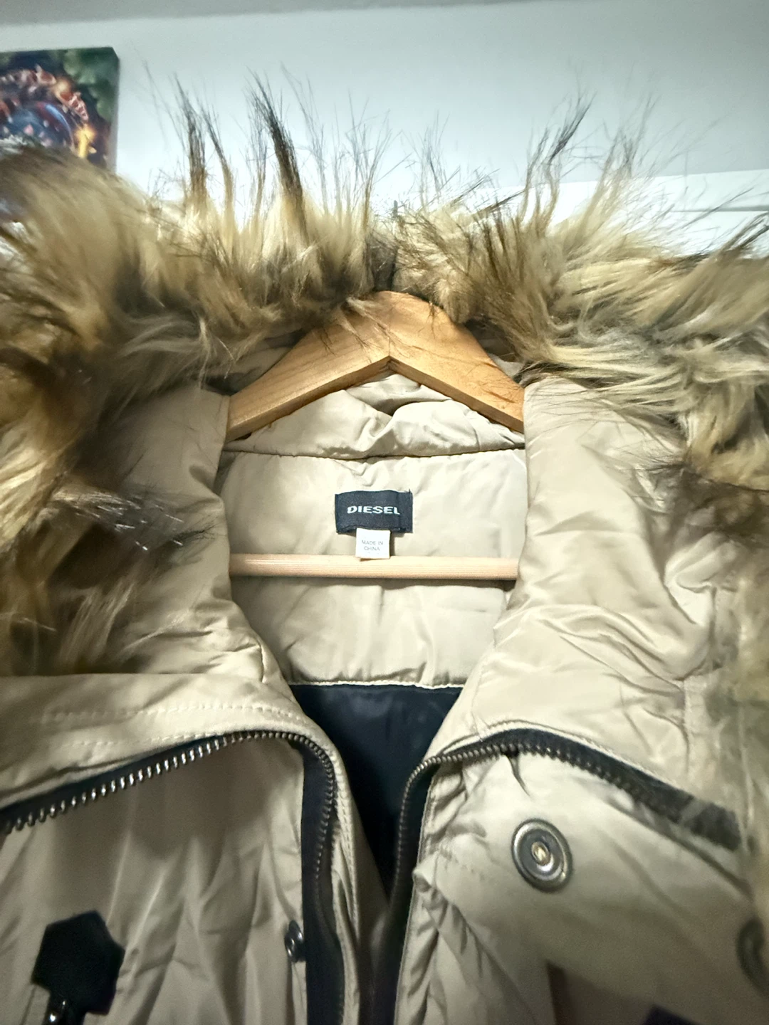 Diesel Faux Fur Hooded Parka Tan - photo 4