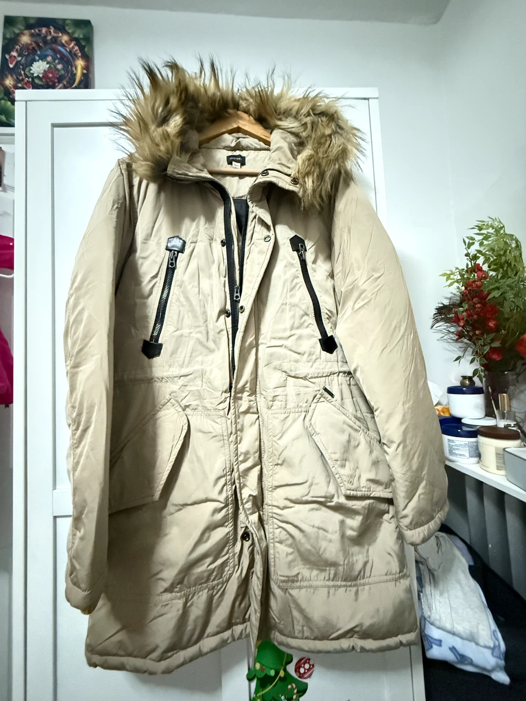 Diesel Faux Fur Hooded Parka Tan - photo 5