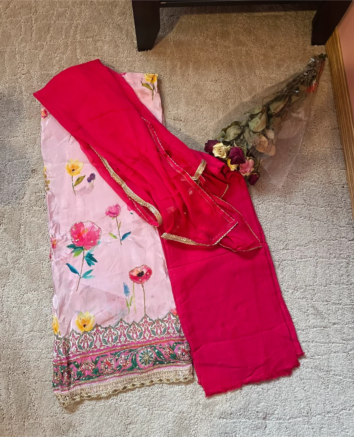 Unstitched Floral Salwar Kameez Suit Sets - photo 2