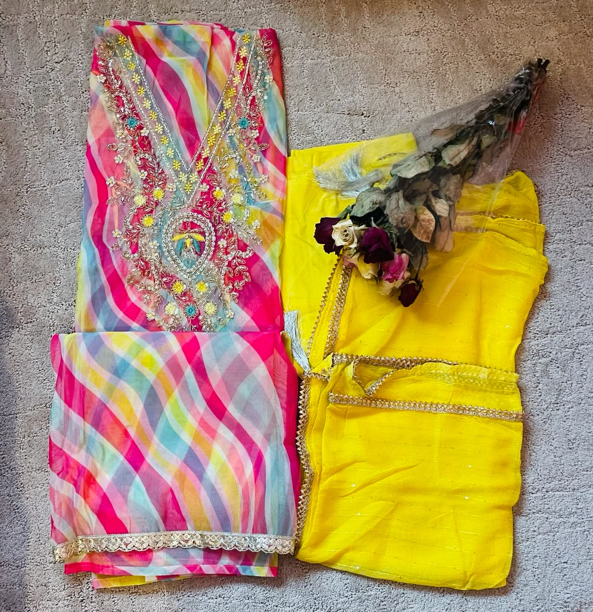 Unstitched Floral Salwar Kameez Suit Sets - photo 4