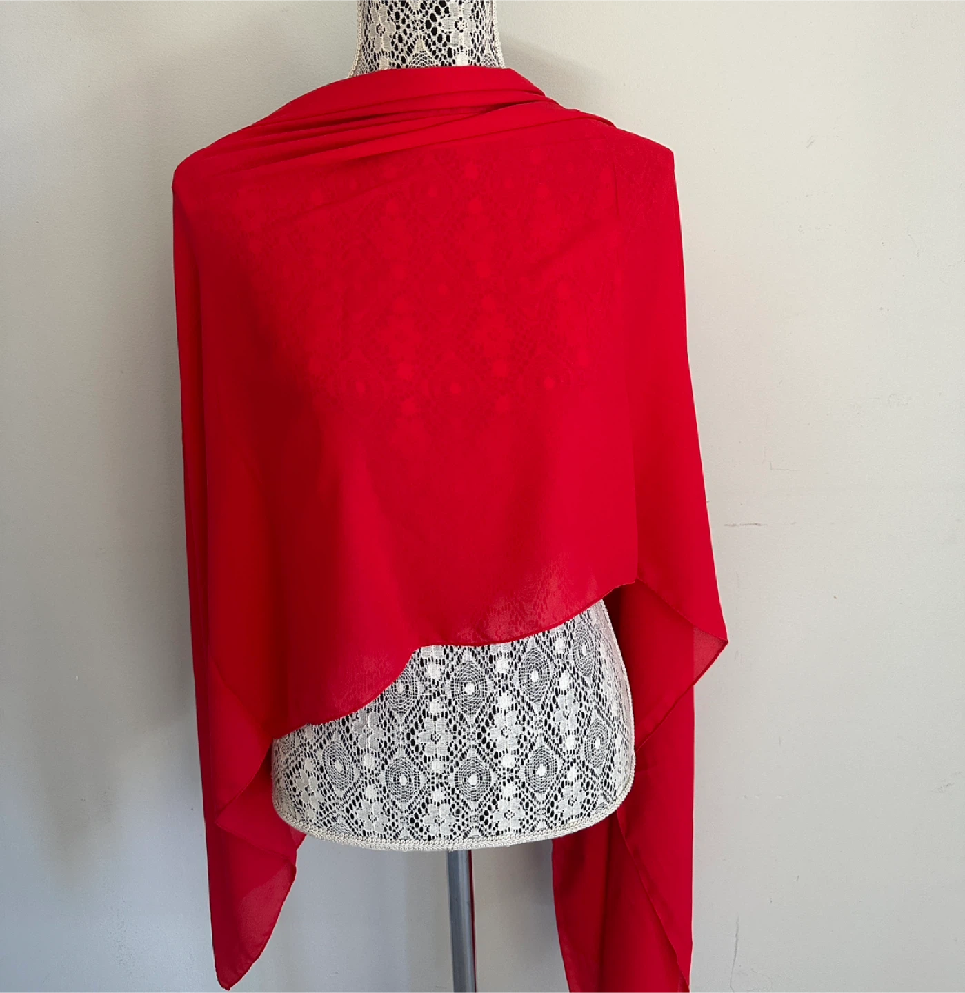 Red Chiffon Shawl from Turkiye