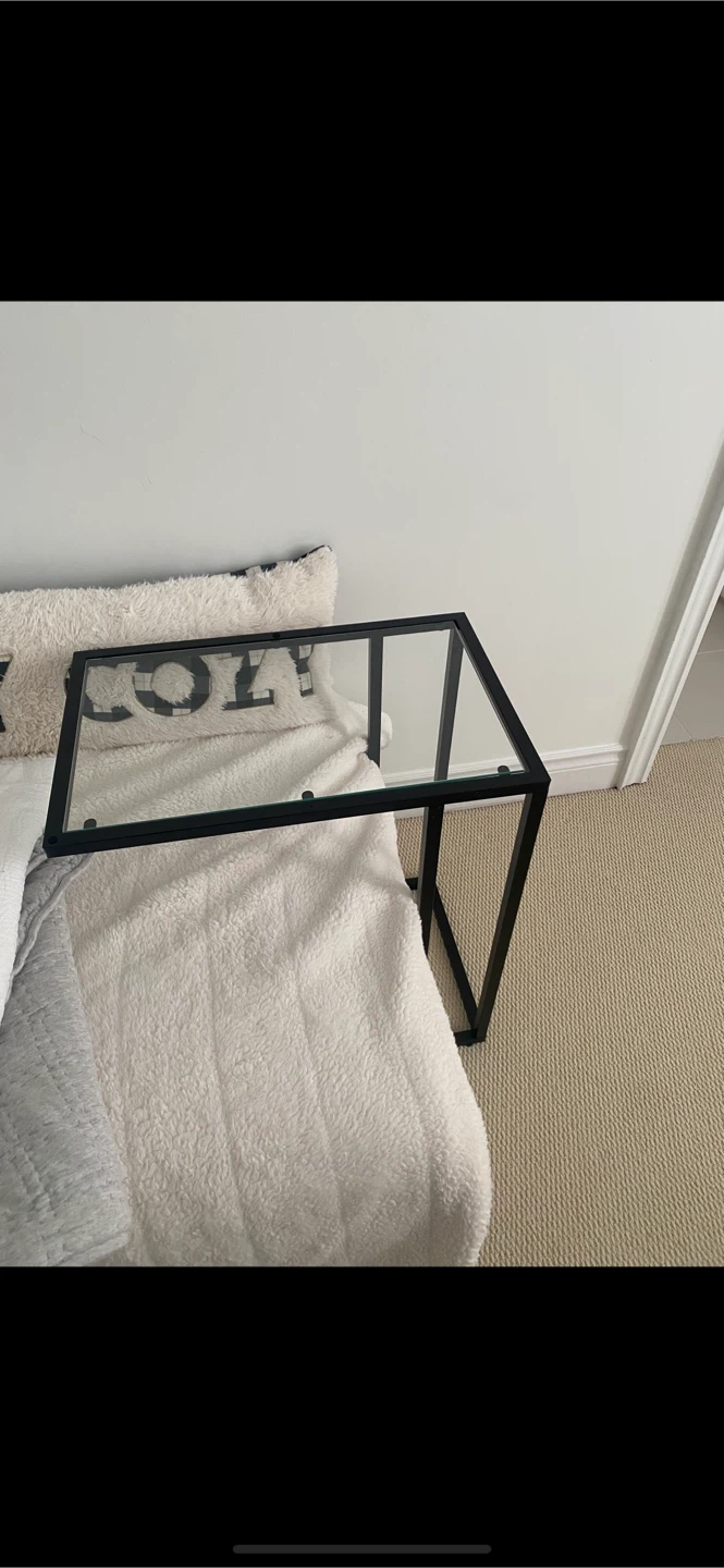 Black Metal and Glass Side Table