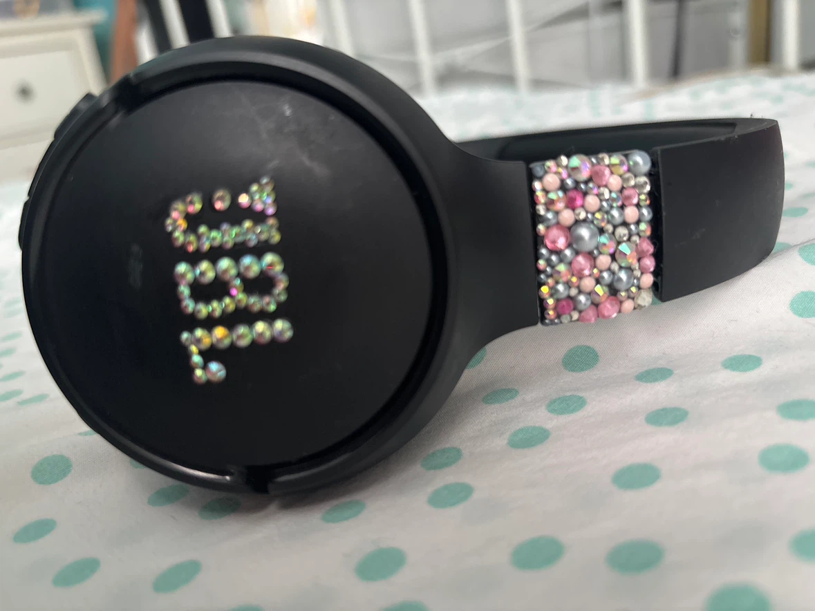 JBL Black Wireless Headphones with Rhinestone Accents