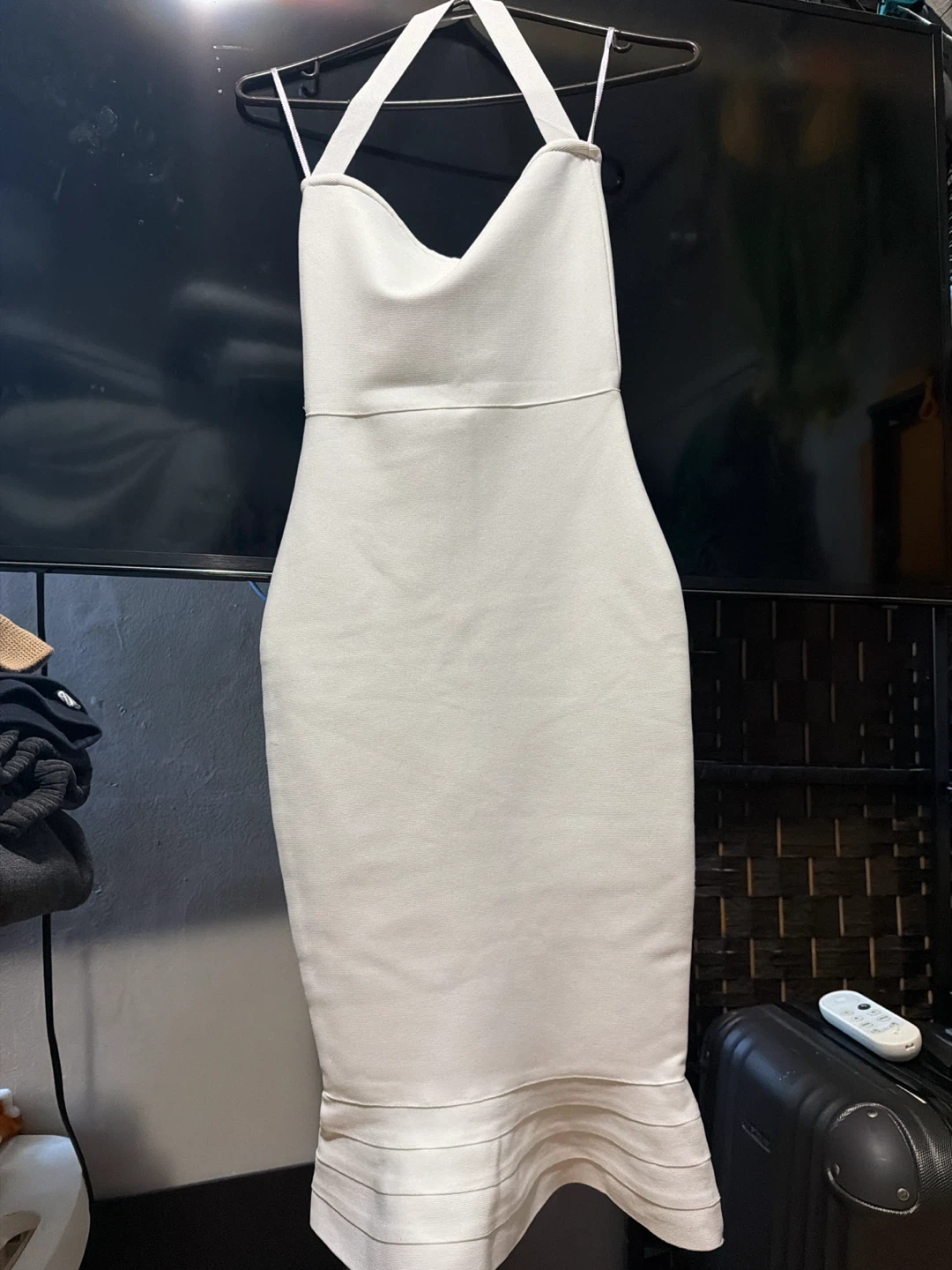 White Halter Bandage Dress