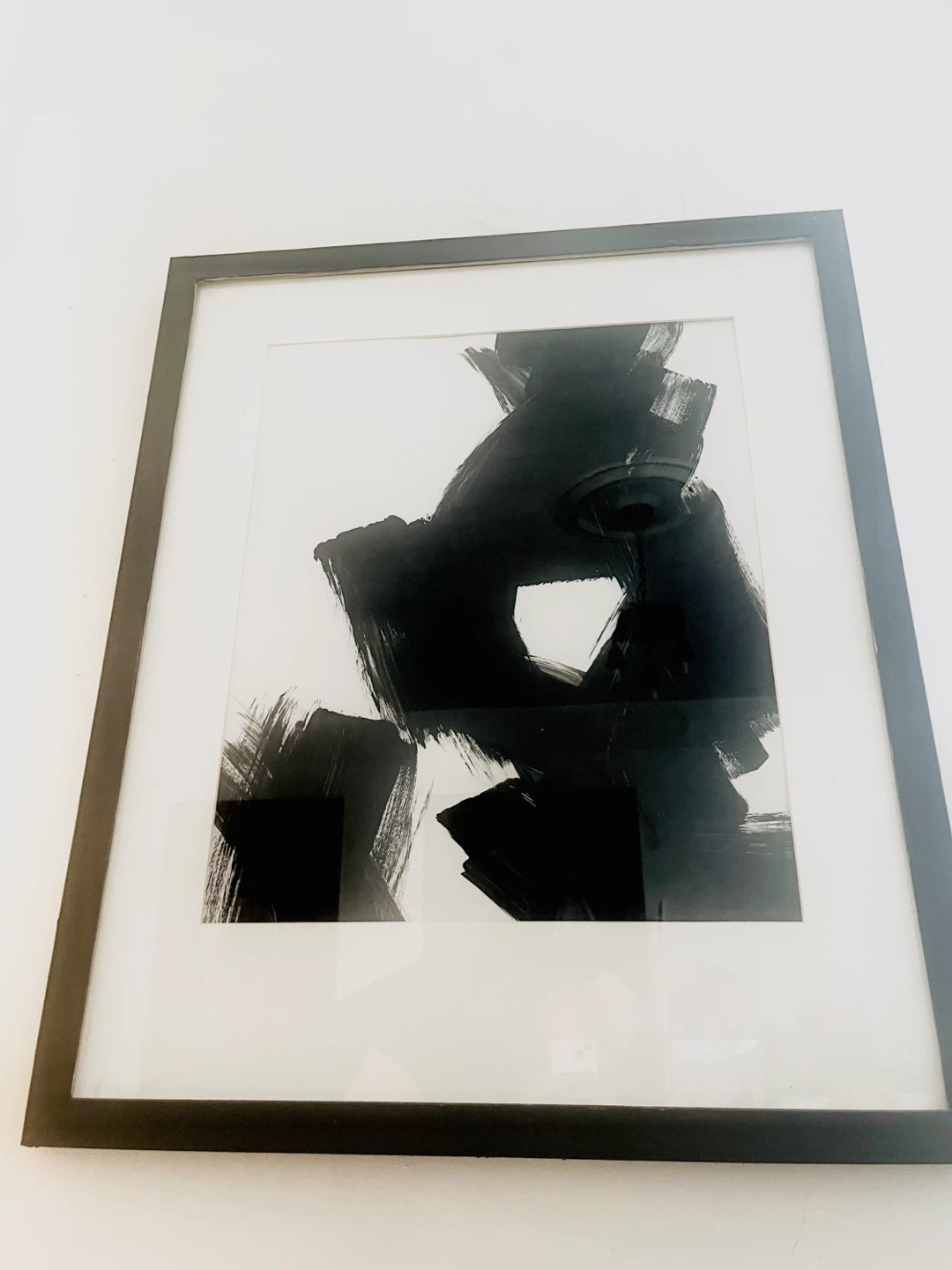 Black and white abstract wall art with frame - photo 2