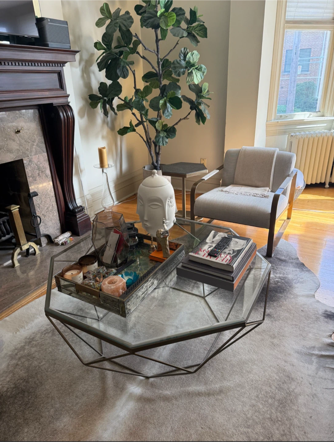 ELTE Cosmic Coffee Table – Antique Brass / Glass Retail $1395 - photo 2