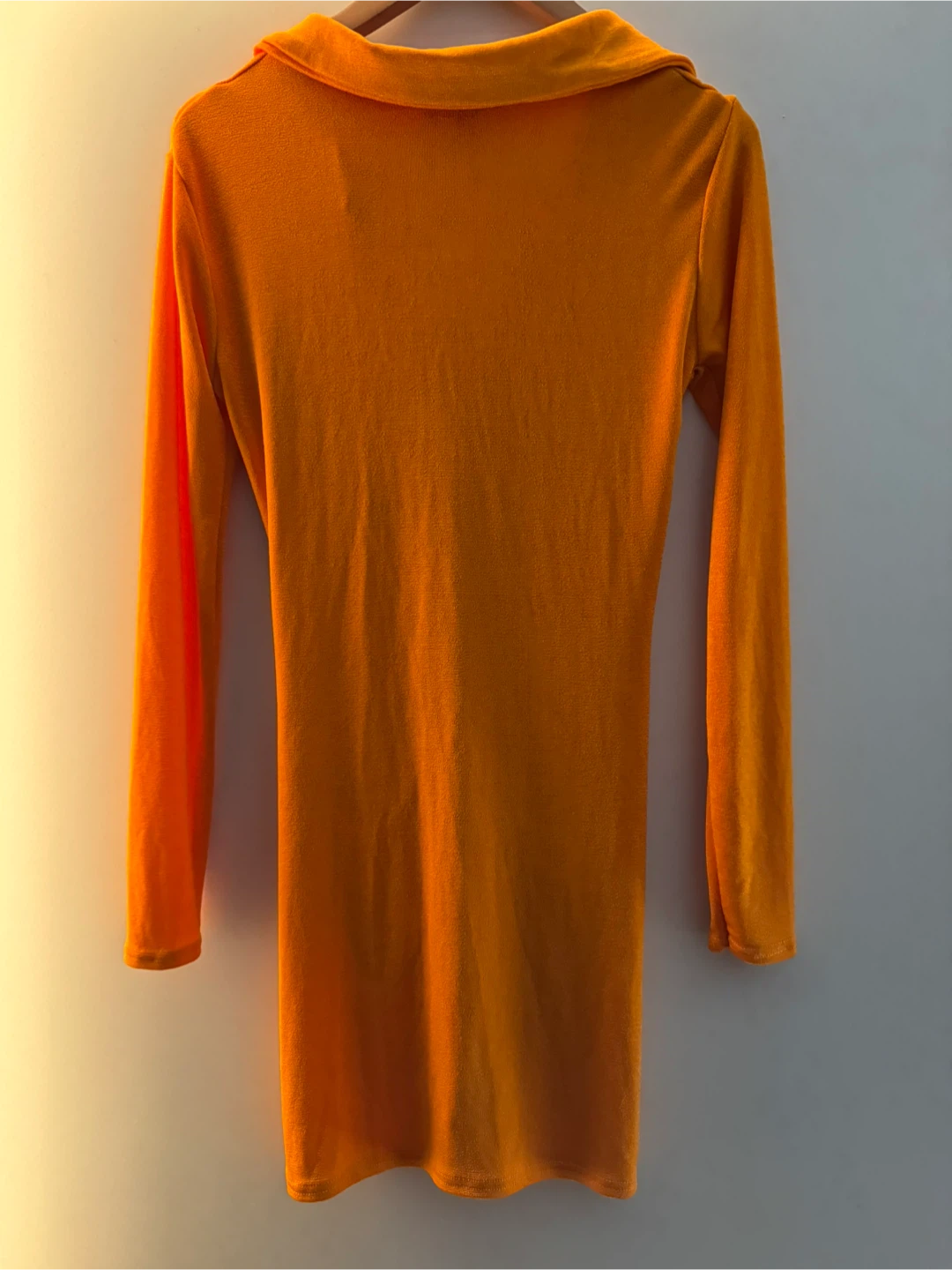 BRAND NEW ruched button up missguided orange dress size small - photo 3