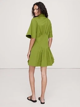 Banana Republic Stretch Cotton Pleated Mini Shirt Dress - photo 3