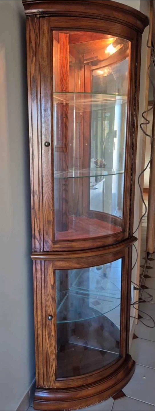 Free delivery used Wooden Corner Curio Cabinet