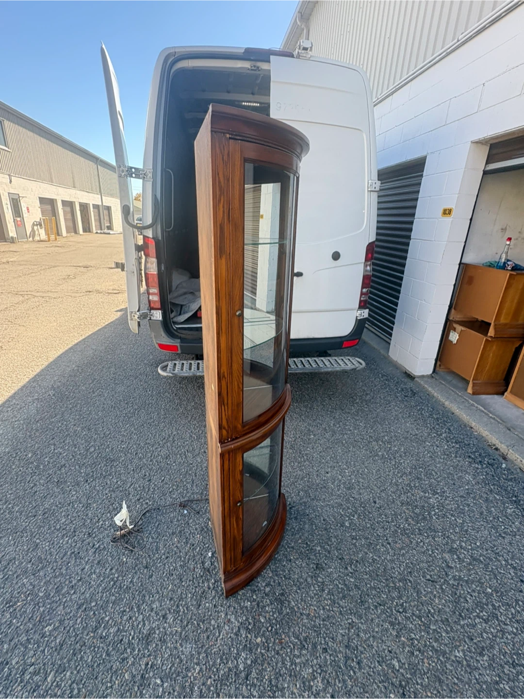 Free delivery used Wooden Corner Curio Cabinet - photo 3
